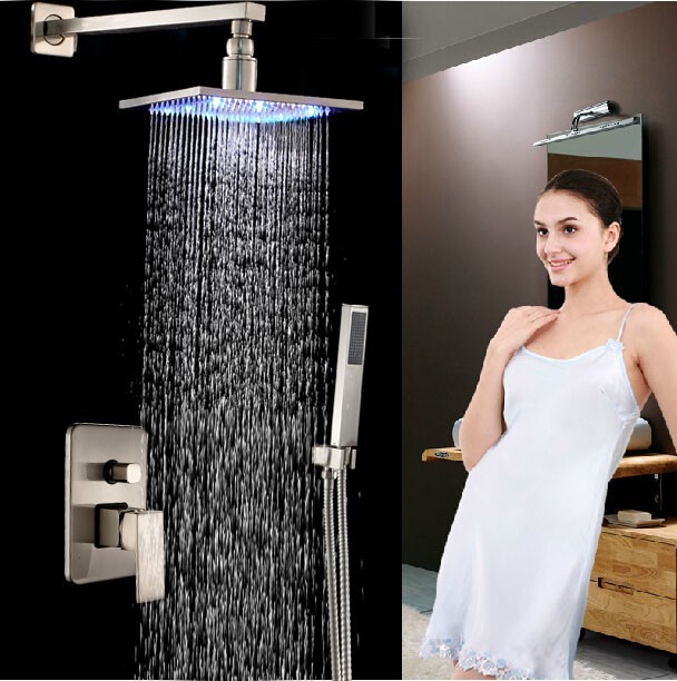 Fontana Flavia Brushed Nickel Color Changing LED Rainfall Shower Set